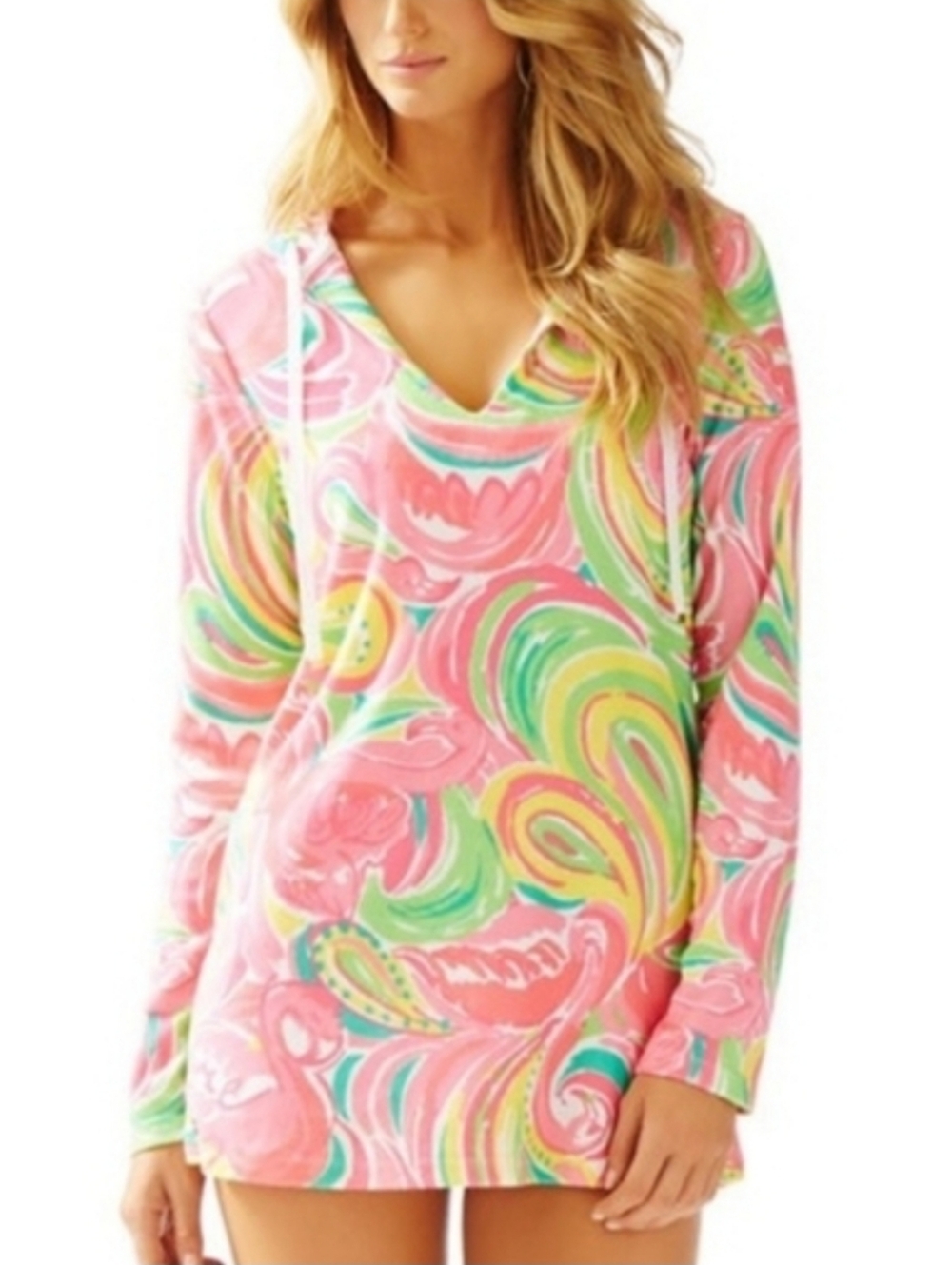 Lilly Pulitzer Megan Flamingo Hooded Terry Swim Cover Up Size XS